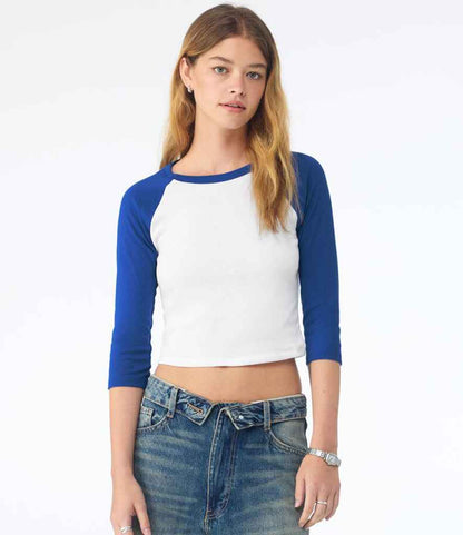 Bella - Ladies Micro Rib 3/4 Raglan Baby T-Shirt - BL1200 WH/RY XS