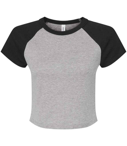 Bella - Ladies Micro Rib Raglan Baby T-Shirt - BL1201 WH/PI XS