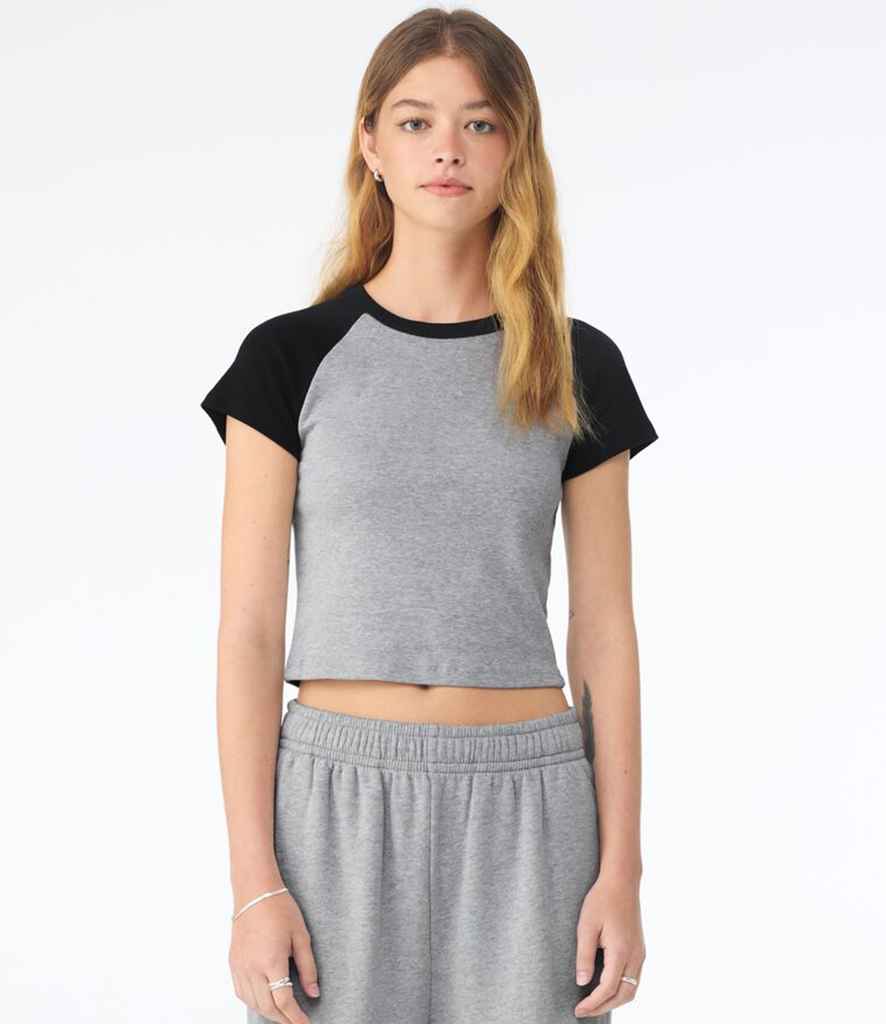 Bella - Ladies Micro Rib Raglan Baby T-Shirt - BL1201 AH/BK XS