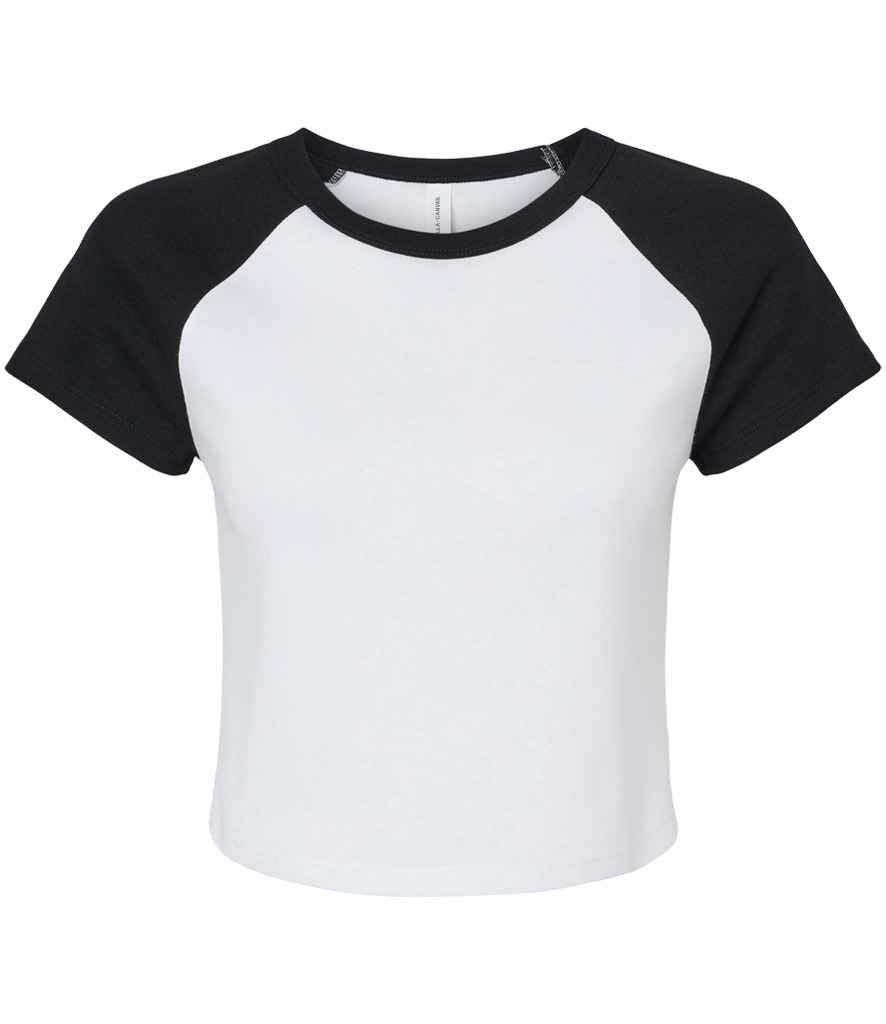 Bella - Ladies Micro Rib Raglan Baby T-Shirt - BL1201 WH/PI XS