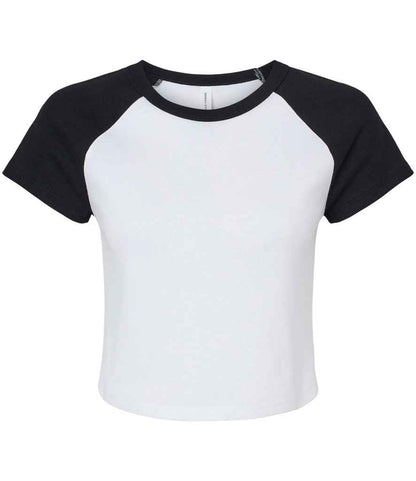 Bella - Ladies Micro Rib Raglan Baby T-Shirt - BL1201 WH/PI XS