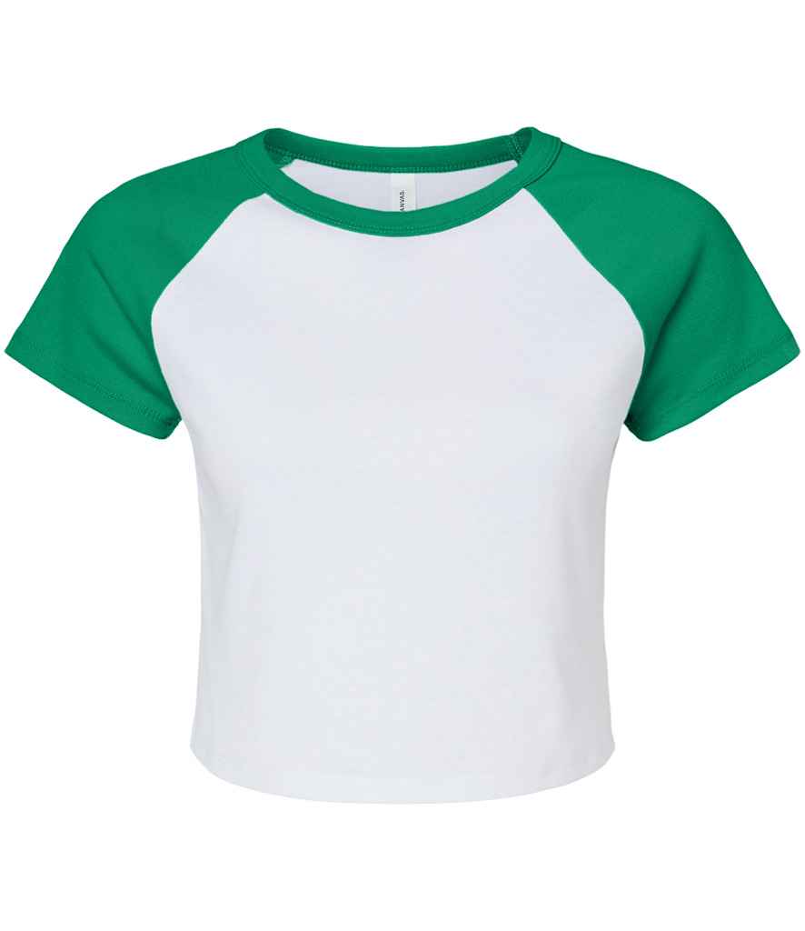 Bella - Ladies Micro Rib Raglan Baby T-Shirt - BL1201 WH/PI XS