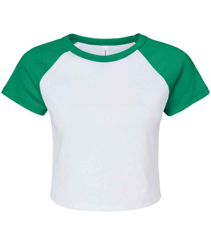 Bella - Ladies Micro Rib Raglan Baby T-Shirt - BL1201 WH/PI XS