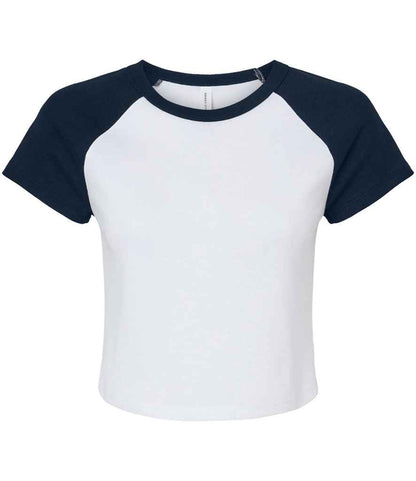 Bella - Ladies Micro Rib Raglan Baby T-Shirt - BL1201 WH/PI XS