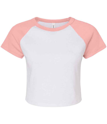 Bella - Ladies Micro Rib Raglan Baby T-Shirt - BL1201 WH/PI XS