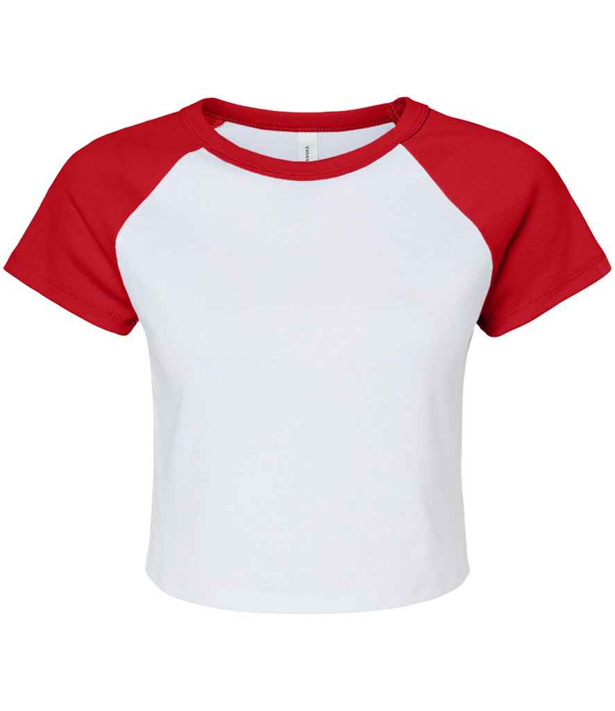 Bella - Ladies Micro Rib Raglan Baby T-Shirt - BL1201 WH/PI XS