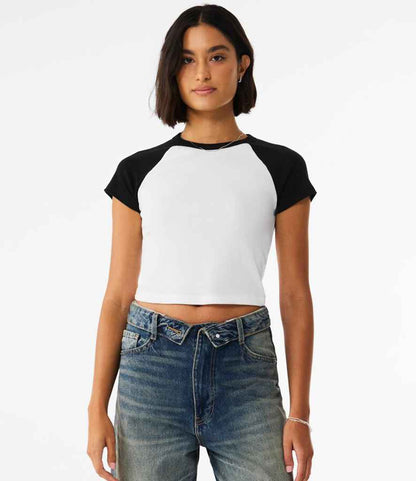 Bella - Ladies Micro Rib Raglan Baby T-Shirt - BL1201 WH/BK XS