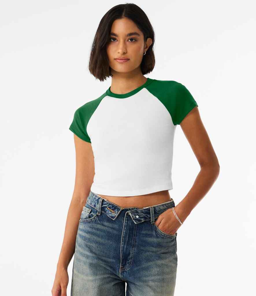 Bella - Ladies Micro Rib Raglan Baby T-Shirt - BL1201 WH/KL XS