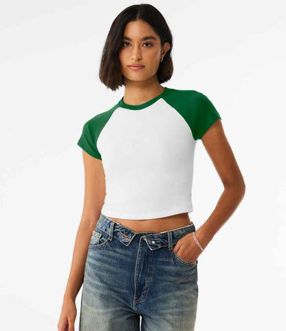 Bella - Ladies Micro Rib Raglan Baby T-Shirt - BL1201 WH/KL XS