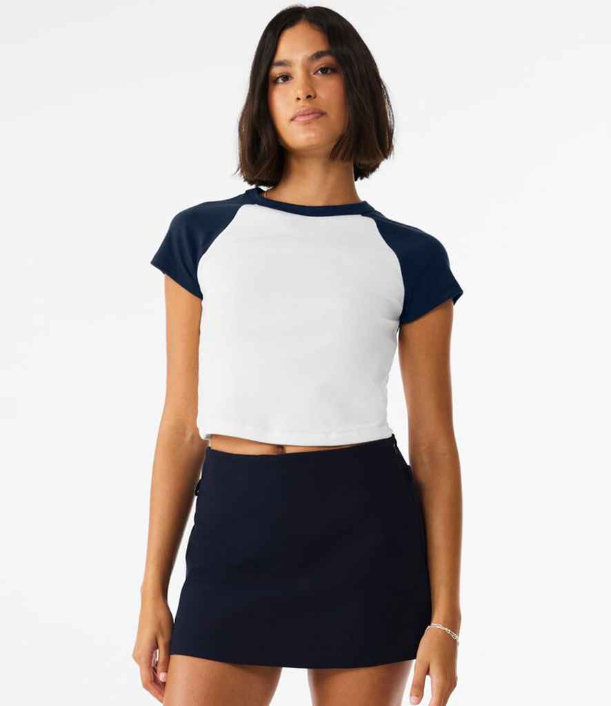 Bella - Ladies Micro Rib Raglan Baby T-Shirt - BL1201 WH/NV XS