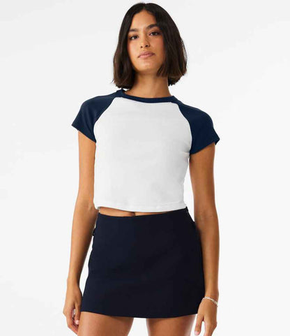 Bella - Ladies Micro Rib Raglan Baby T-Shirt - BL1201 WH/NV XS