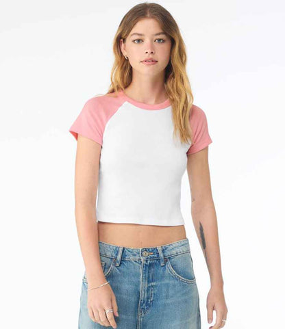 Bella - Ladies Micro Rib Raglan Baby T-Shirt - BL1201 WH/PI XS