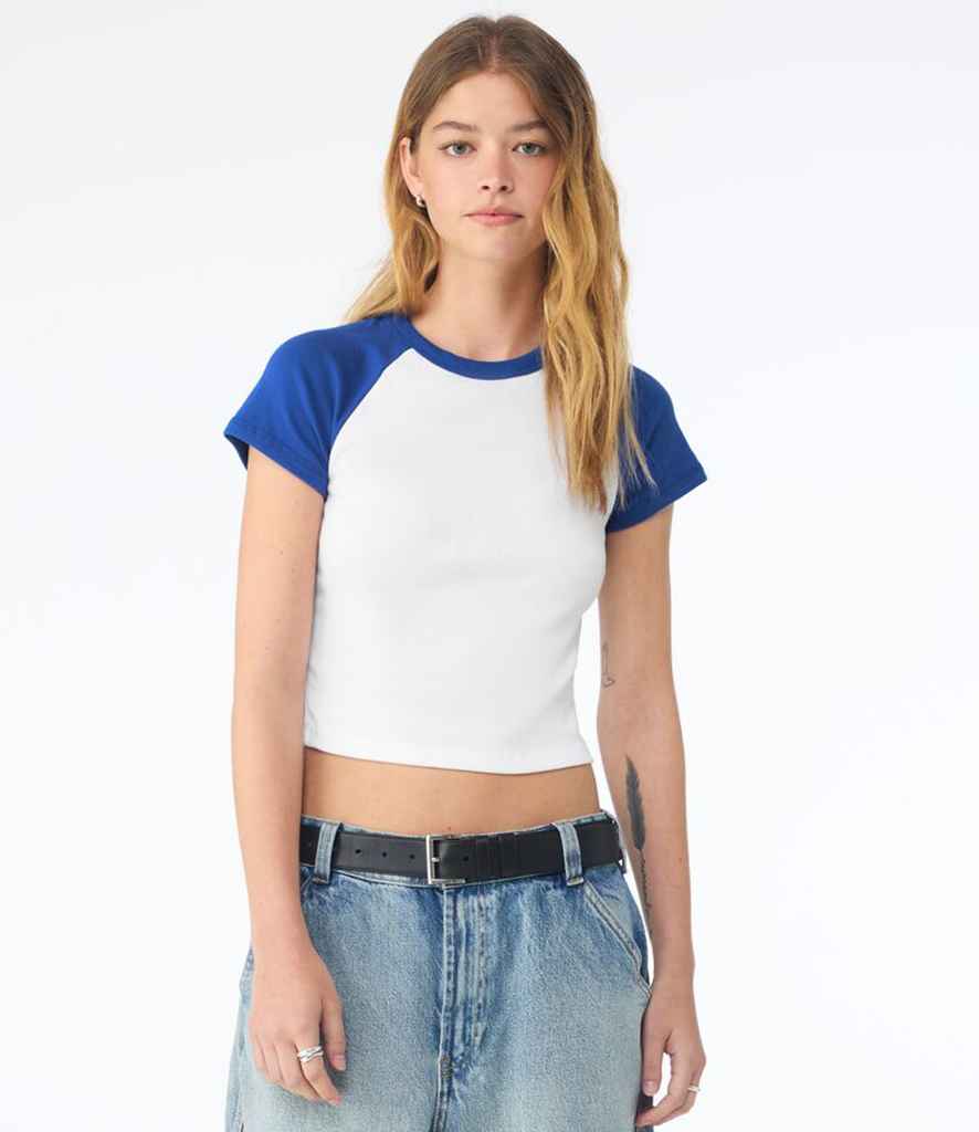 Bella - Ladies Micro Rib Raglan Baby T-Shirt - BL1201 WH/RY XS