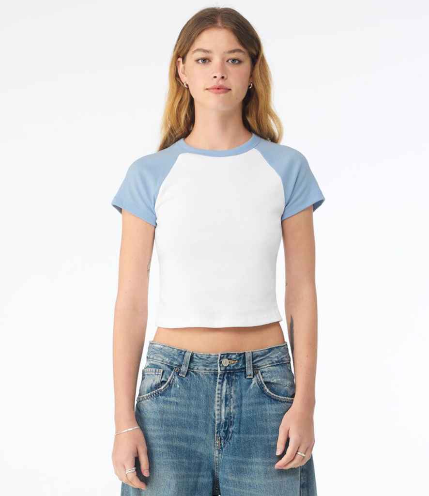 Bella - Ladies Micro Rib Raglan Baby T-Shirt - BL1201 W/BBL XS