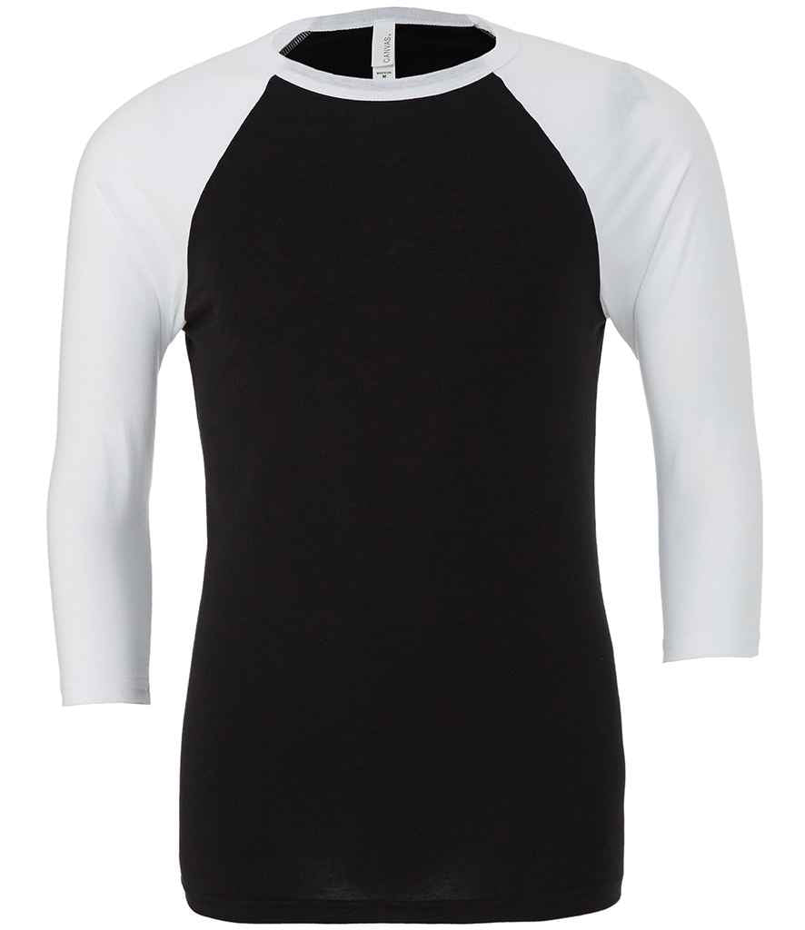 Canvas Unisex 3/4 Sleeve Baseball T-Shirt - CV3200 BK/WH XS