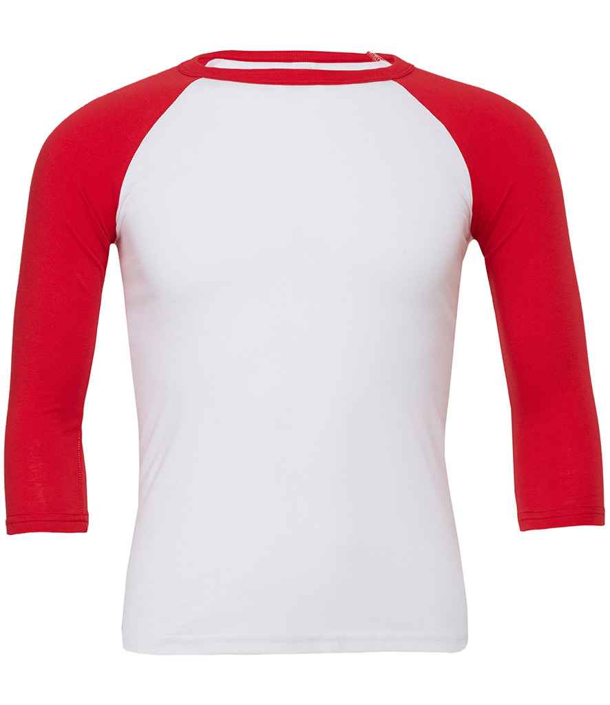 Canvas Unisex 3/4 Sleeve Baseball T-Shirt - CV3200 WH/RD XS