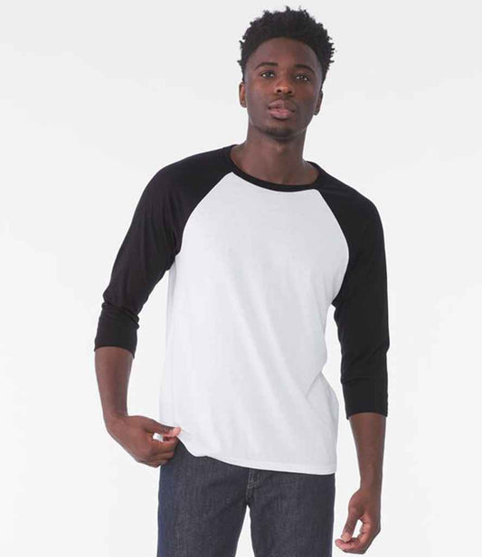 Canvas Unisex 3/4 Sleeve Baseball T-Shirt - CV3200 WH/BK XS