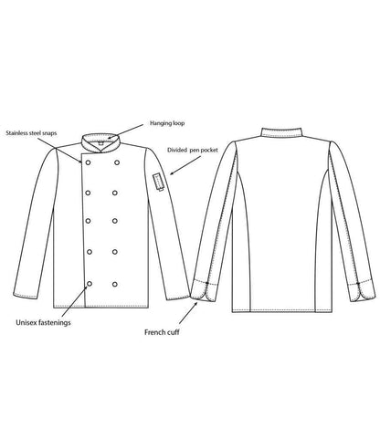 Dennys - Long Sleeve Press Stud Chef's Jacket - Pierre Francis