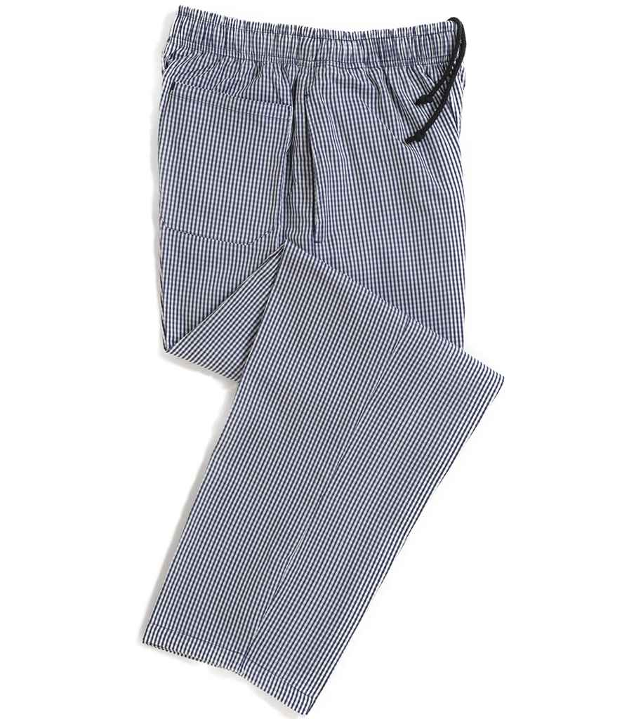 Dennys - Unisex Elasticated Chef's Trousers - DE020 BL/WH XS