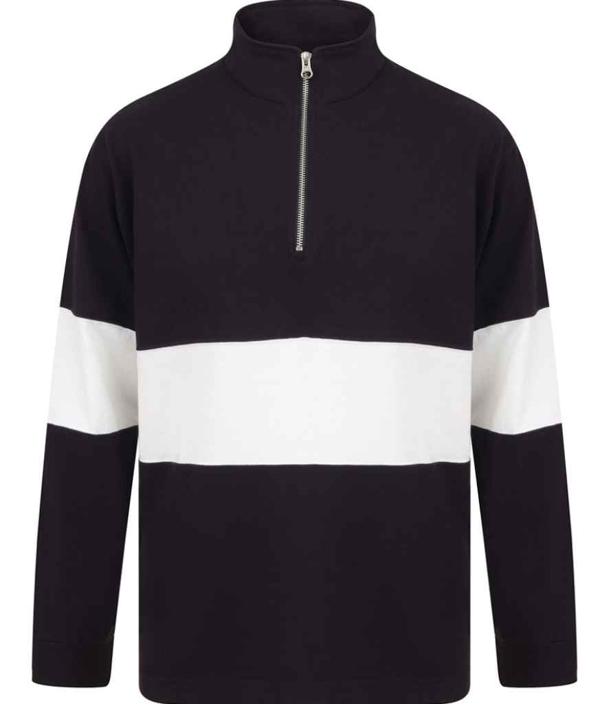 Front Row - Panelled 1/4 Zip Neck Top - Pierre Francis