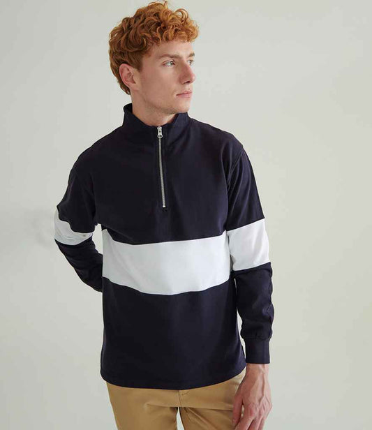 Front Row - Panelled 1/4 Zip Neck Top - Pierre Francis