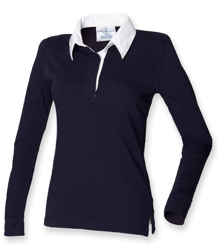 Front Row - Ladies Classic Rugby Shirt - FR101 BK/WH XS