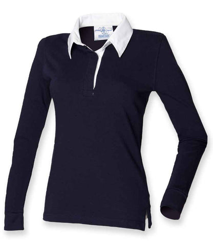 Front Row - Ladies Classic Rugby Shirt - FR101 BK/WH XS