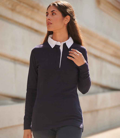 Front Row - Ladies Classic Rugby Shirt - FR101 NV/WH XS