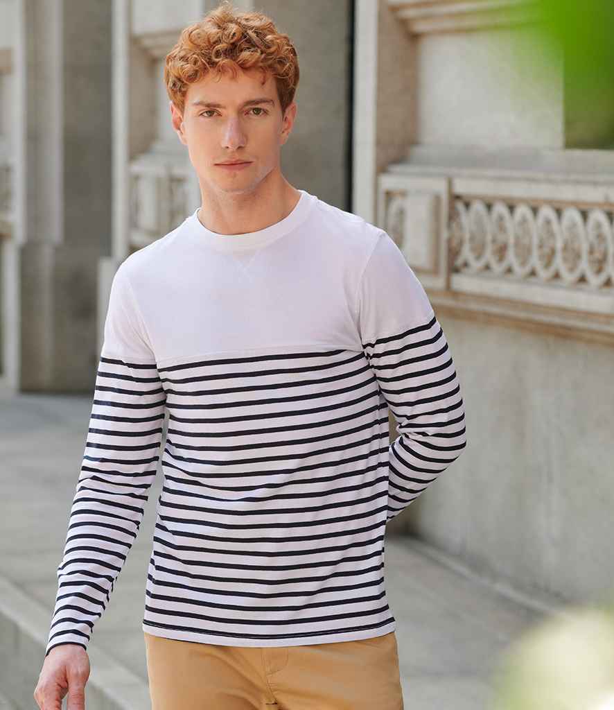 Front Row - Unisex Long Sleeve Breton Striped T-Shirt - FR134 WH/NV XS