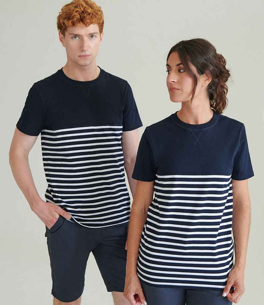 Front Row - Unisex Breton Striped T-Shirt - FR135 NV/WH XS