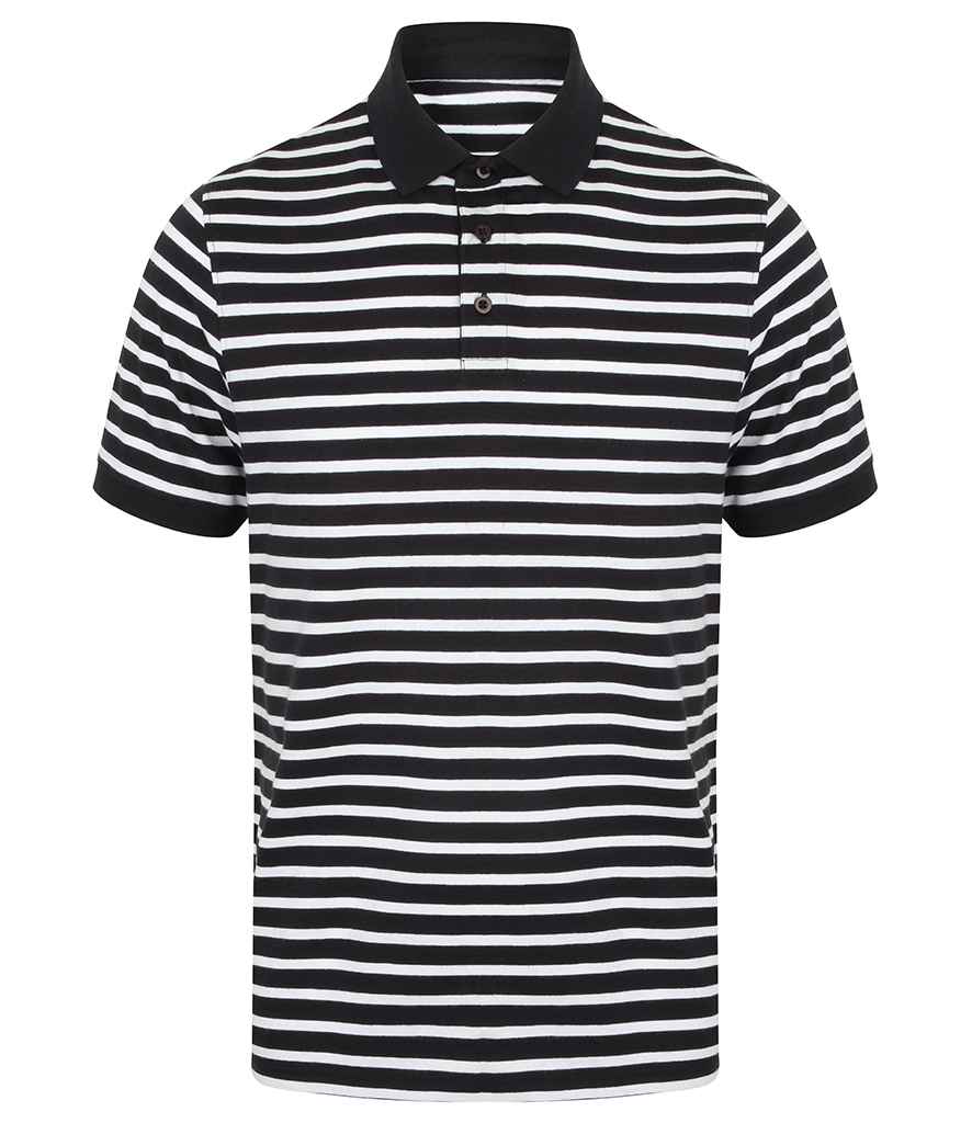 Front Row - Striped Jersey Polo Shirt - FR230 NV/WH XS