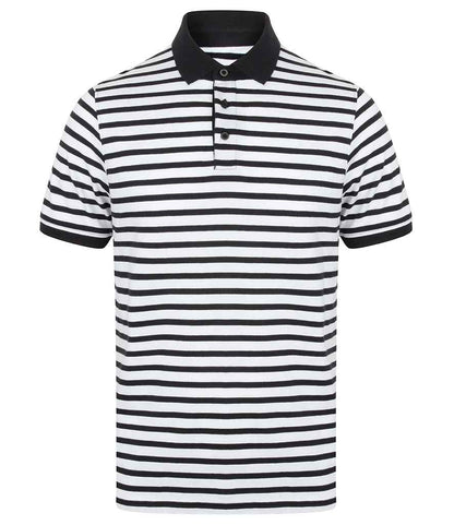 Front Row - Striped Jersey Polo Shirt - FR230 WH/NV XS