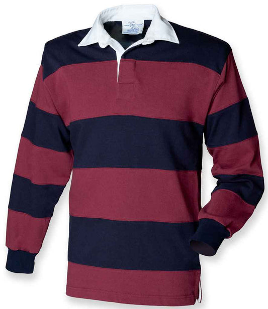 Front Row - Sewn Stripe Rugby Shirt - FR8 BU/NV S