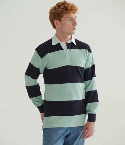 Front Row - Sewn Stripe Rugby Shirt - FR8 DE/NV S