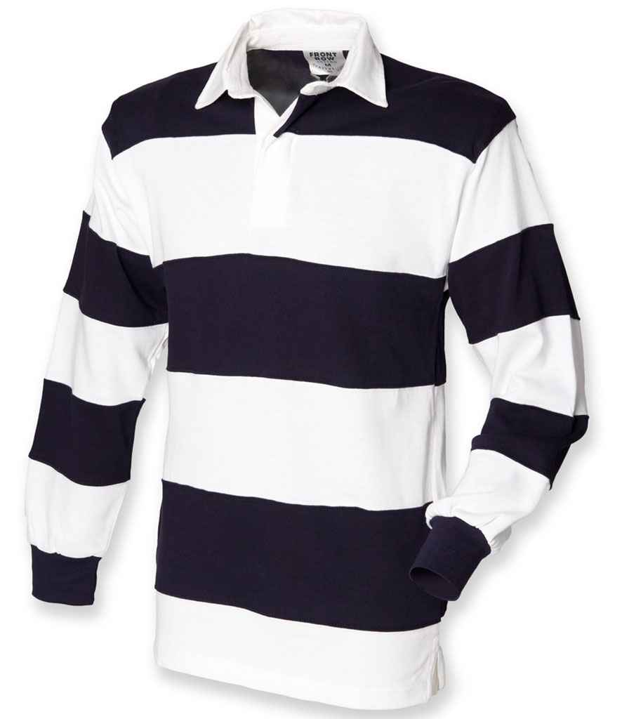 Front Row - Sewn Stripe Rugby Shirt - FR8 WH/NV S