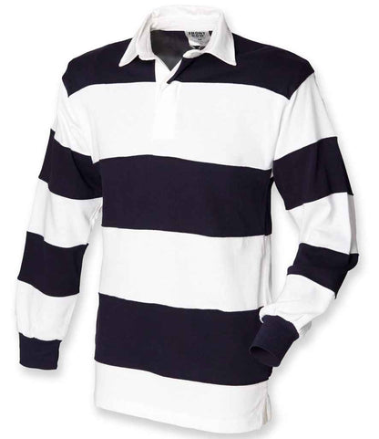 Front Row - Sewn Stripe Rugby Shirt - FR8 WH/NV S
