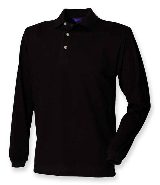 Henbury - Long Sleeve Cotton Piqué Polo Shirt - H105 BLK S