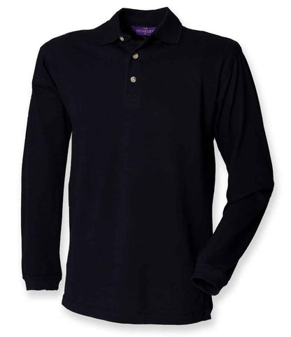 Henbury - Long Sleeve Cotton Piqué Polo Shirt - H105 BLK S