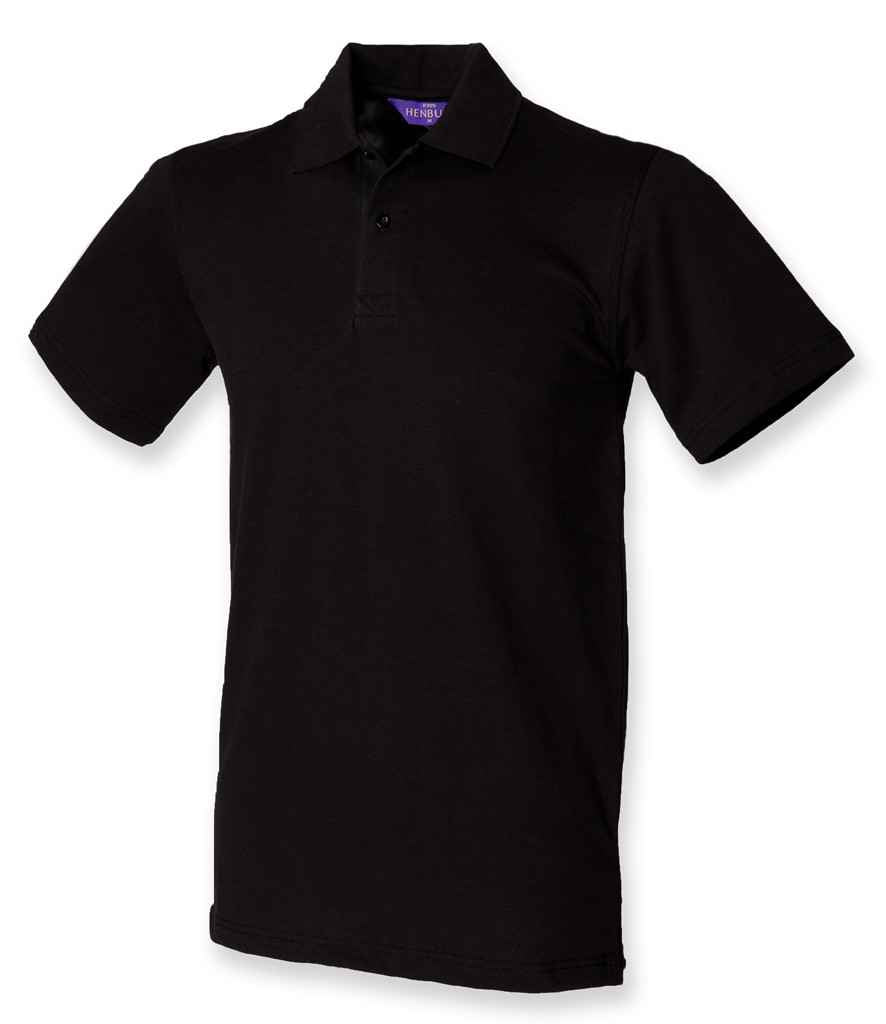 Henbury - Unisex Stretch Cotton Piqué Polo Shirt - H305 BLK XS