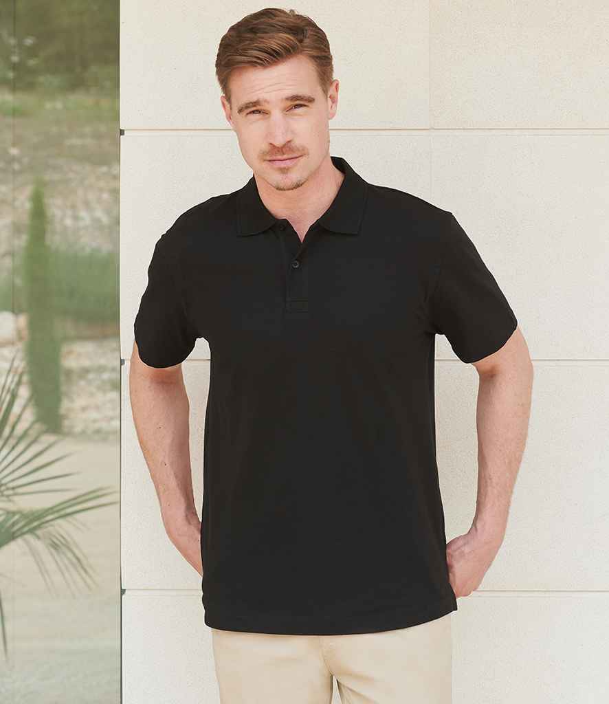 Henbury - Unisex Stretch Cotton Piqué Polo Shirt - H305 BLK XS