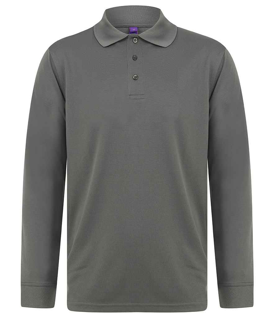 Henbury - Unisex Long Sleeve Coolplus® Piqué Polo Shirt - H478 CHA XS