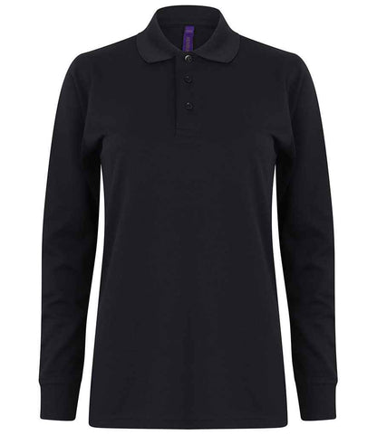 Henbury - Unisex Long Sleeve Coolplus® Piqué Polo Shirt - H478 BLK XXS