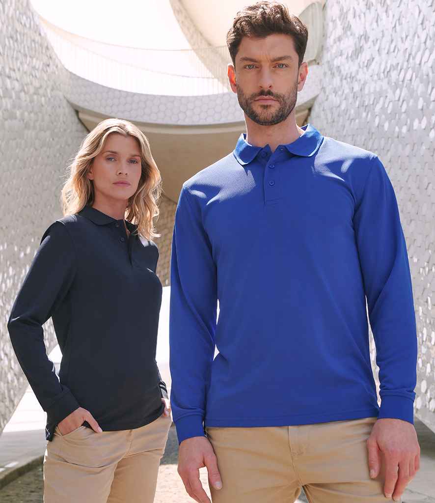 Henbury - Unisex Long Sleeve Coolplus® Piqué Polo Shirt - H478 NAV XXS