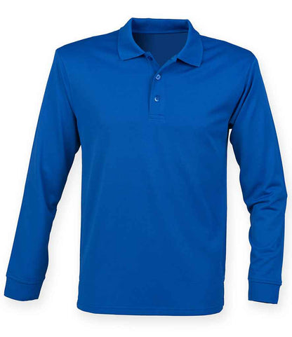 Henbury - Unisex Long Sleeve Coolplus® Piqué Polo Shirt - H478 BLK XXS