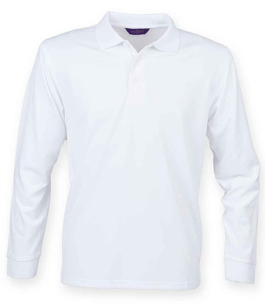 Henbury - Unisex Long Sleeve Coolplus® Piqué Polo Shirt - H478 BLK XXS
