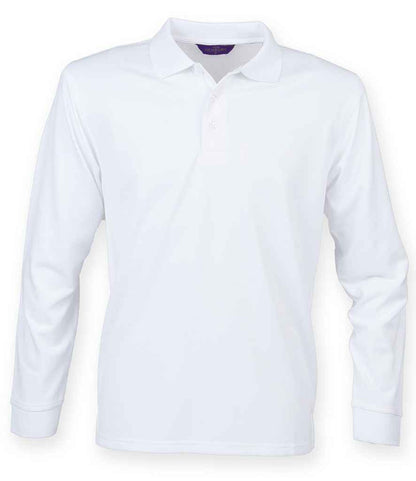 Henbury - Unisex Long Sleeve Coolplus® Piqué Polo Shirt - H478 BLK XXS