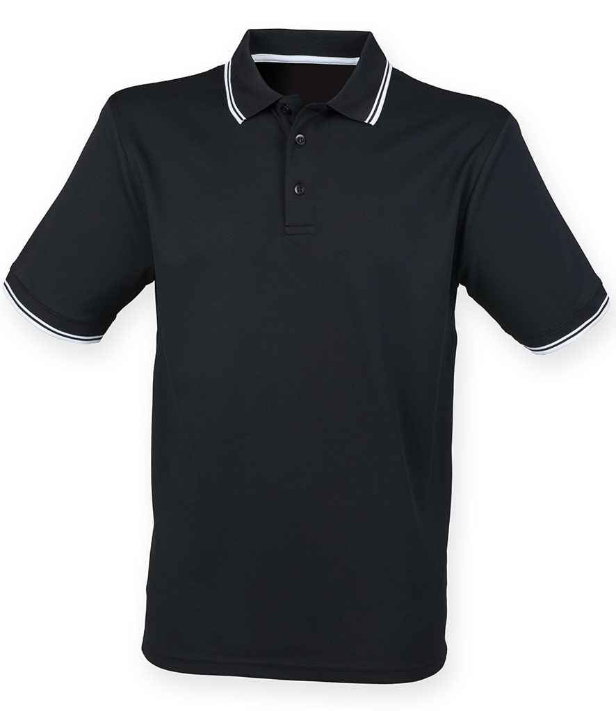 Henbury - Coolplus® Tipped Polo Shirt - H482 BK/WH XS