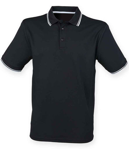 Henbury - Coolplus® Tipped Polo Shirt - H482 BK/WH XS