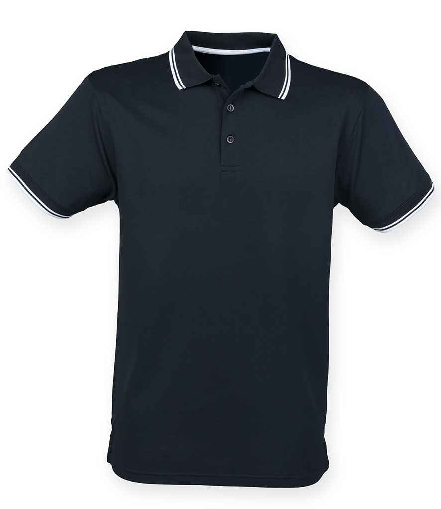 Henbury - Coolplus® Tipped Polo Shirt - H482 BK/RD XS