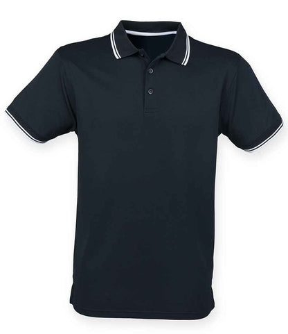 Henbury - Coolplus® Tipped Polo Shirt - H482 BK/RD XS